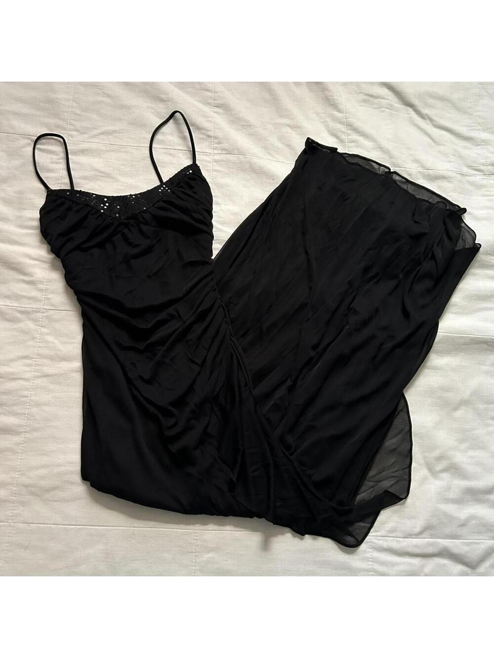 NWT Black Sequin Ruffle Maxi Dress Junior Prom Size 6